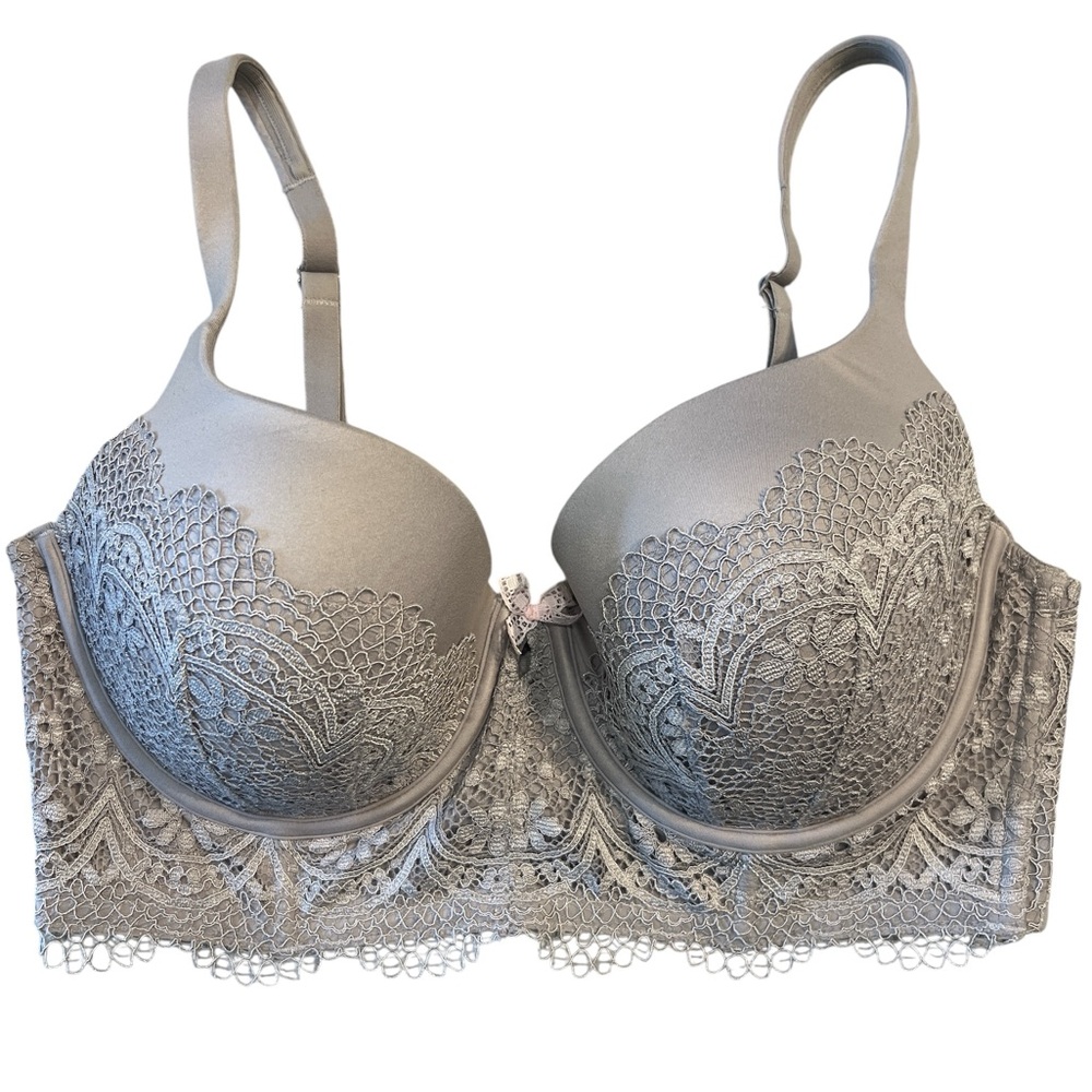 Victoria's Secret Gray Body By Victoria Lace Underwire Bra 36DD NEW